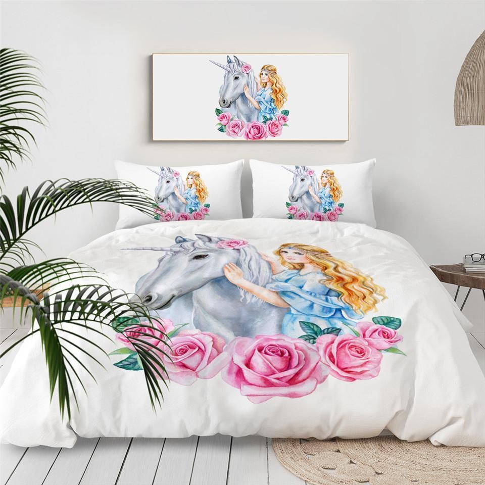 Rose Unicorn Princess Bedding Set
