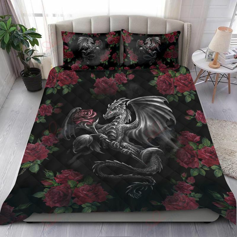Roses And Dragon Bedding Set