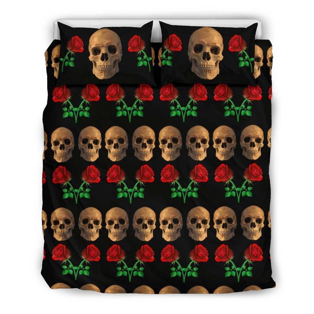 Roses and Skulls Bedding Set