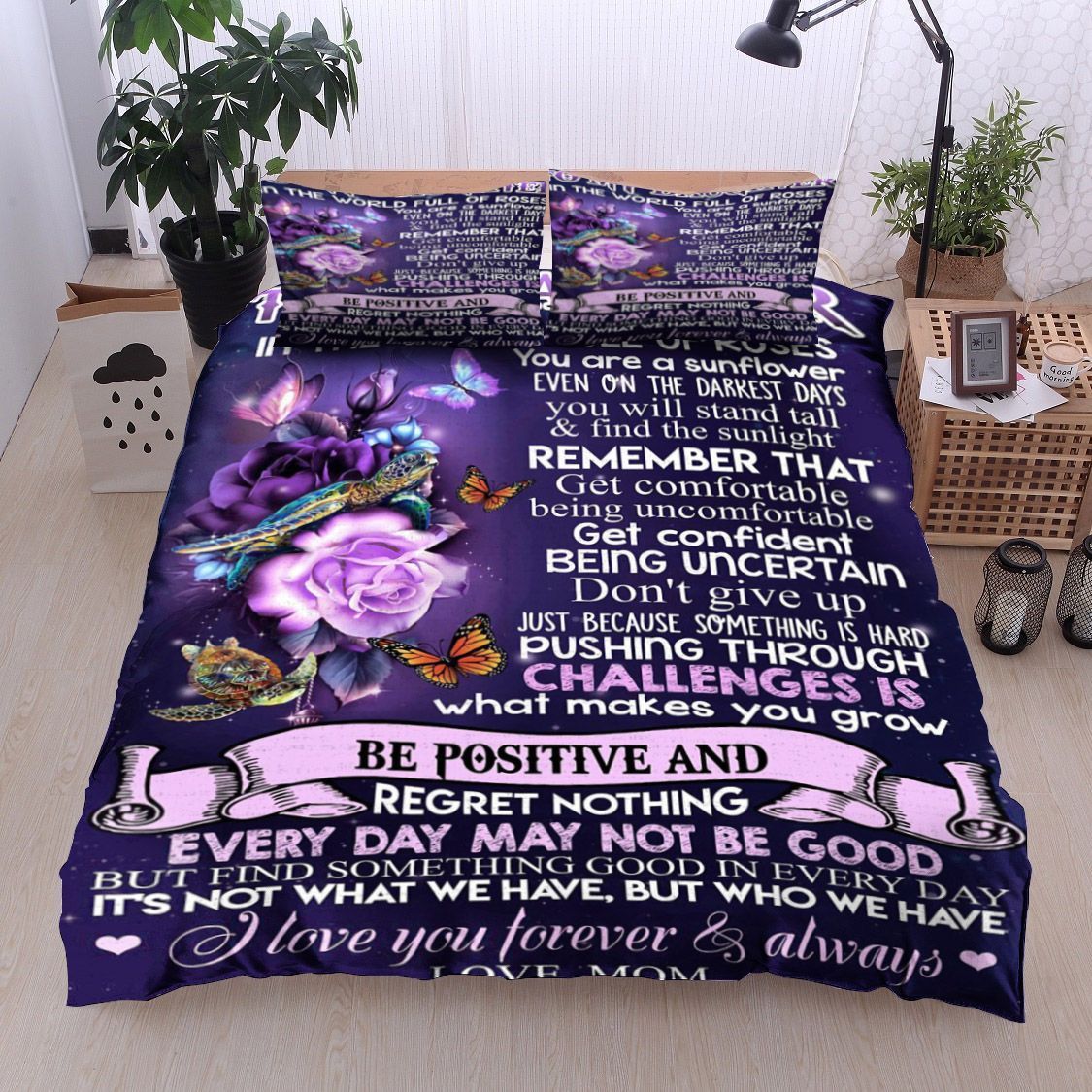 Roses Butterfly To My Daughter Love Mom Bedding Set