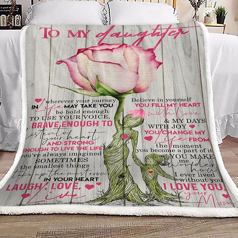 Roses Family To My Daughter Your Mom Sherpa Fleece Blanket