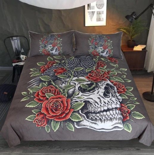 Roses Skull Bedding Set