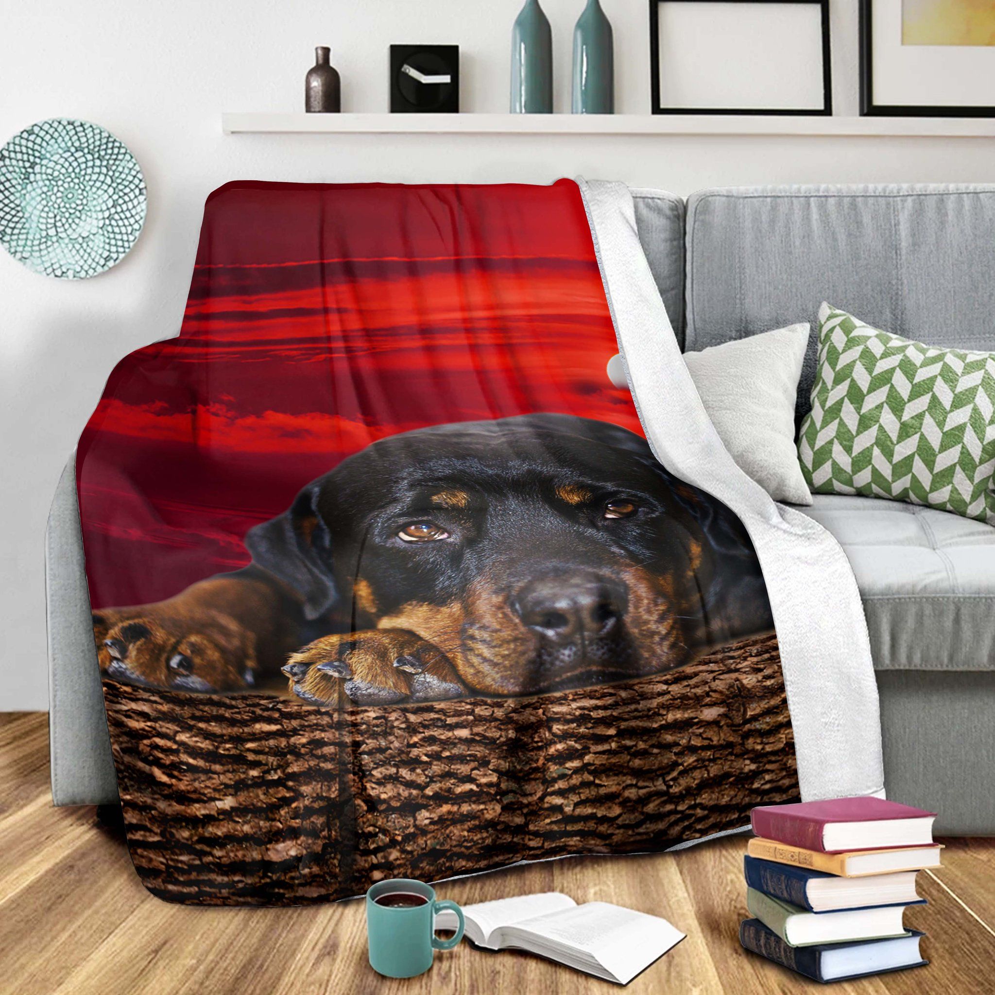 Rotteilwer In Sunset Fleece Blanket