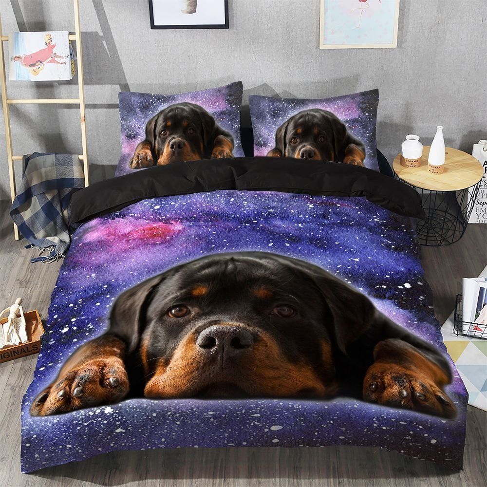 Rottweiler And Galaxy Bedding Set