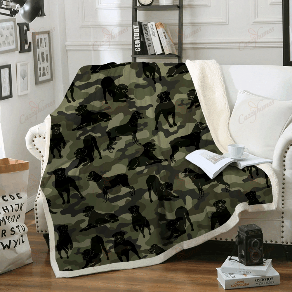 Rottweiler Camo Fleece Blanket