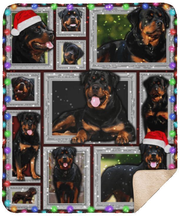 Rottweiler Christmas Sherpa Fleece Blanket