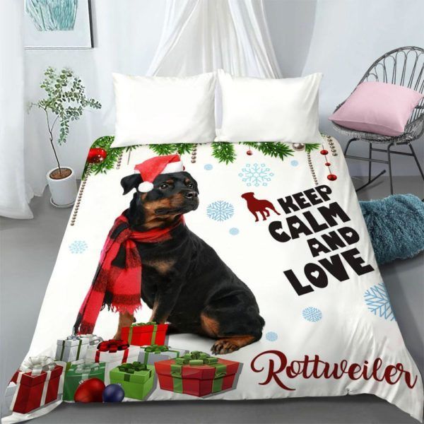 Rottweiler Christmas Sherpa Fleece Blanket