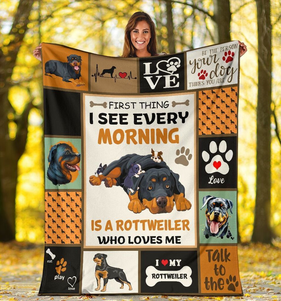 Rottweiler Dog Sherpa Fleece Blanket