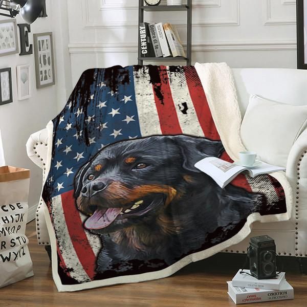 Rottweiler Dog Flag Sherpa Fleece Blanket