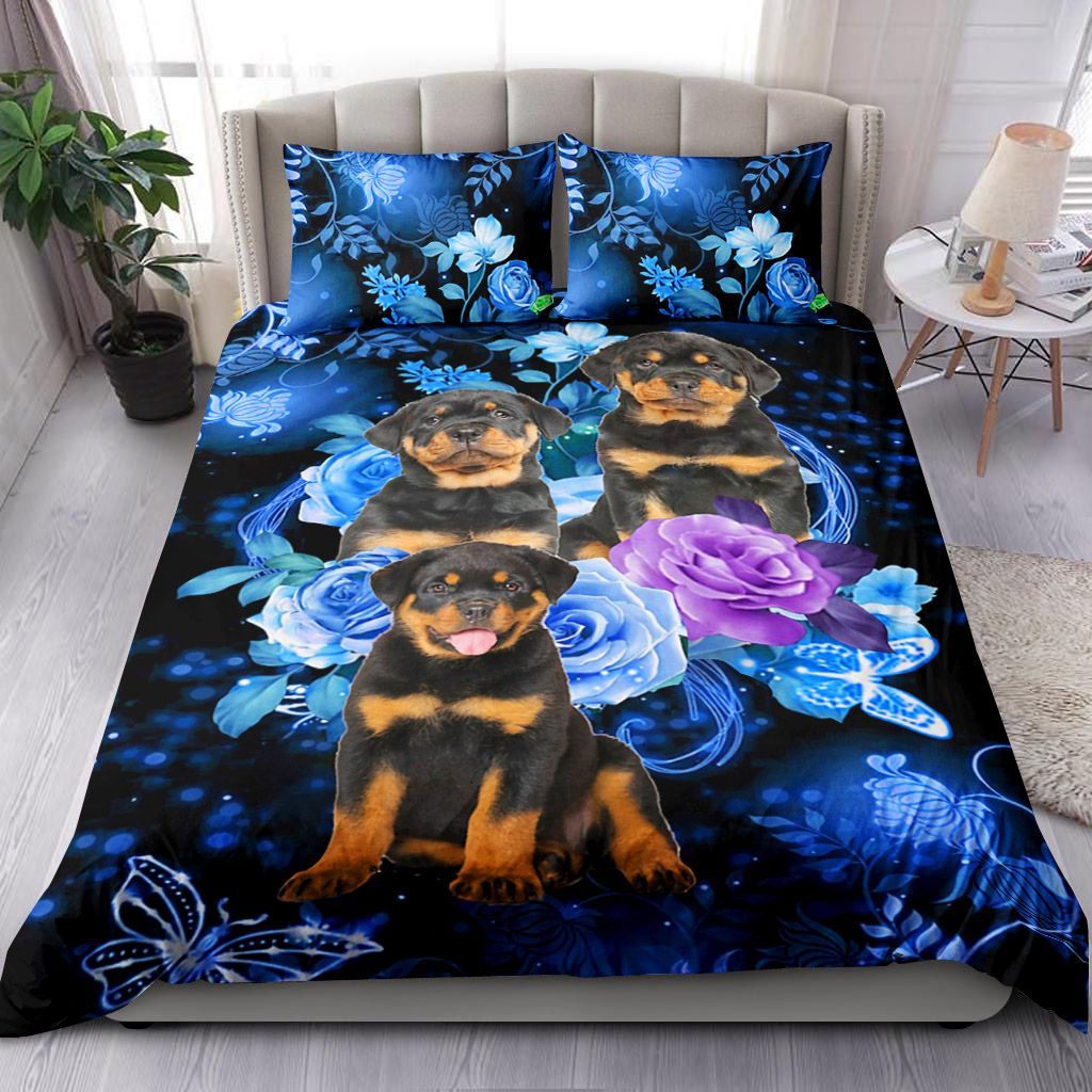 Rottweiler Flowers Bedding Set
