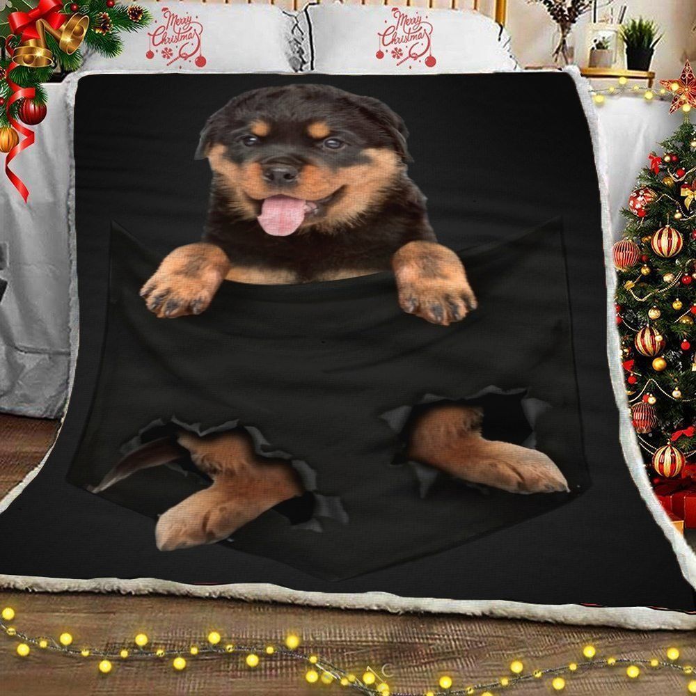 Rottweiler In Pocket Sherpa Fleece Blanket