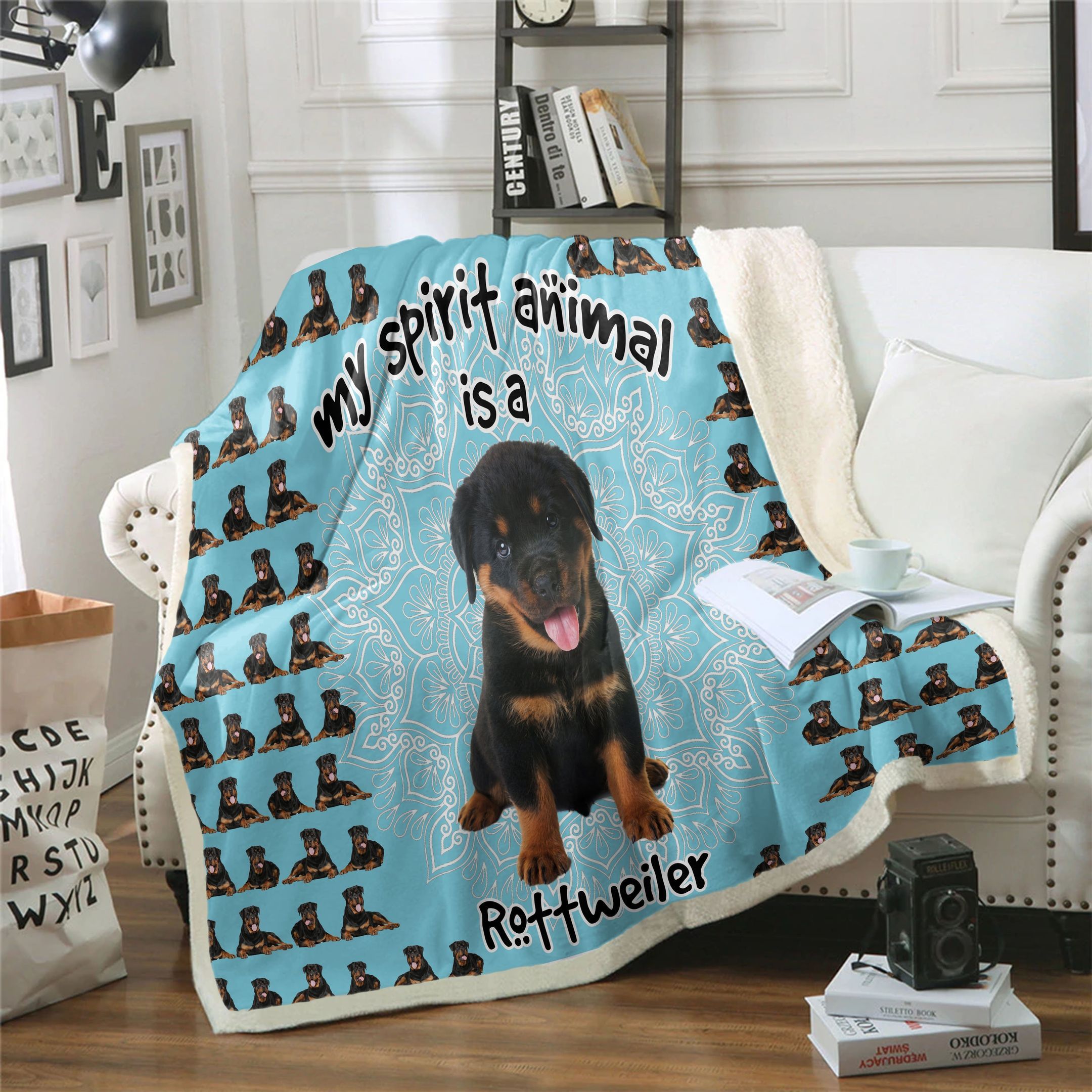 Rottweiler Is My Spirit Animal Sherpa Fleece Blanket