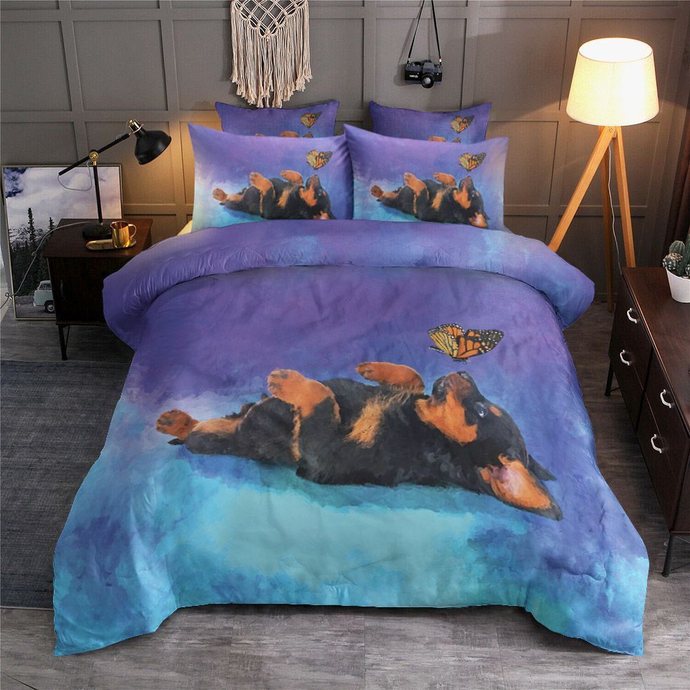 Rottweiler Metzgerhund Puppy With Butterfly Bedding Set