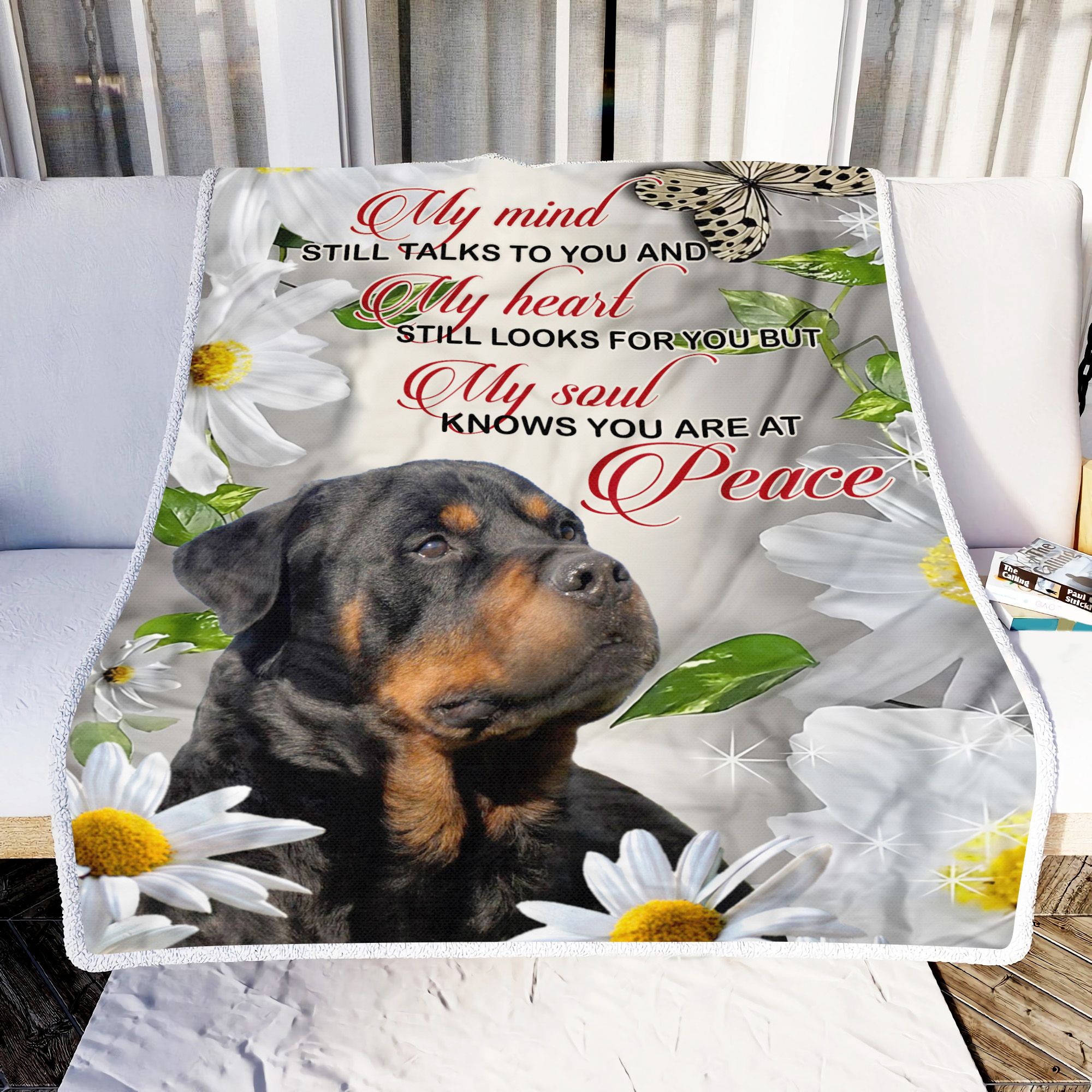 Rottweiler My Mind Still Talks To You Fleece Blanket