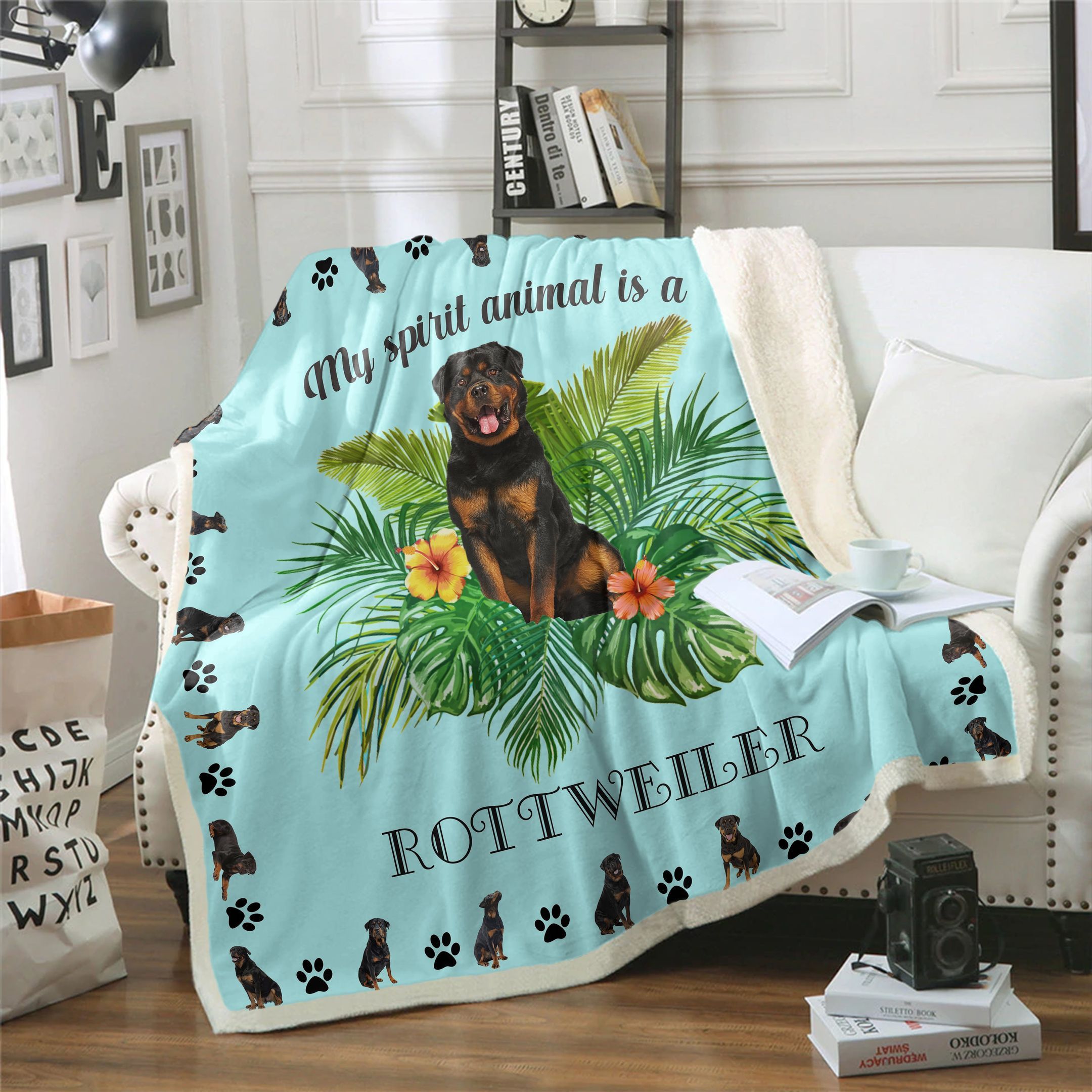 Rottweiler My Spirit Animal Sherpa Fleece Blanket
