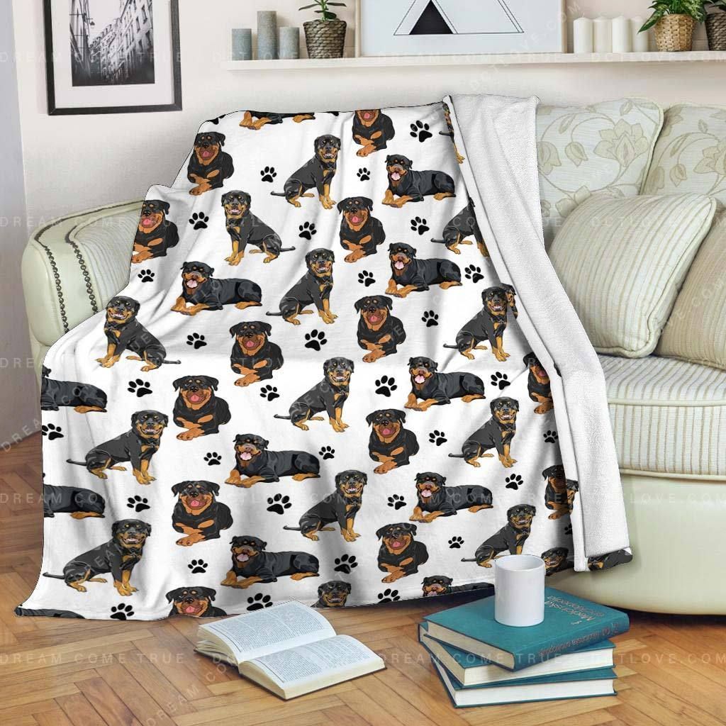 Rottweiler Paw Sherpa Fleece Blanket