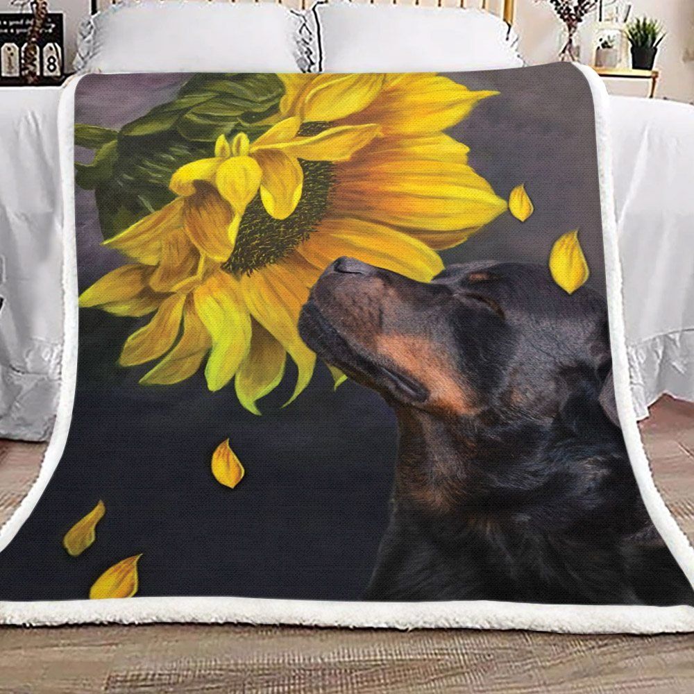 Rottweiler Sunflower Sherpa Fleece
