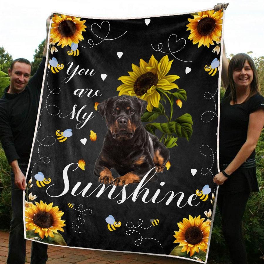 Rottweiler Sunflower Sherpa Fleece Blanket