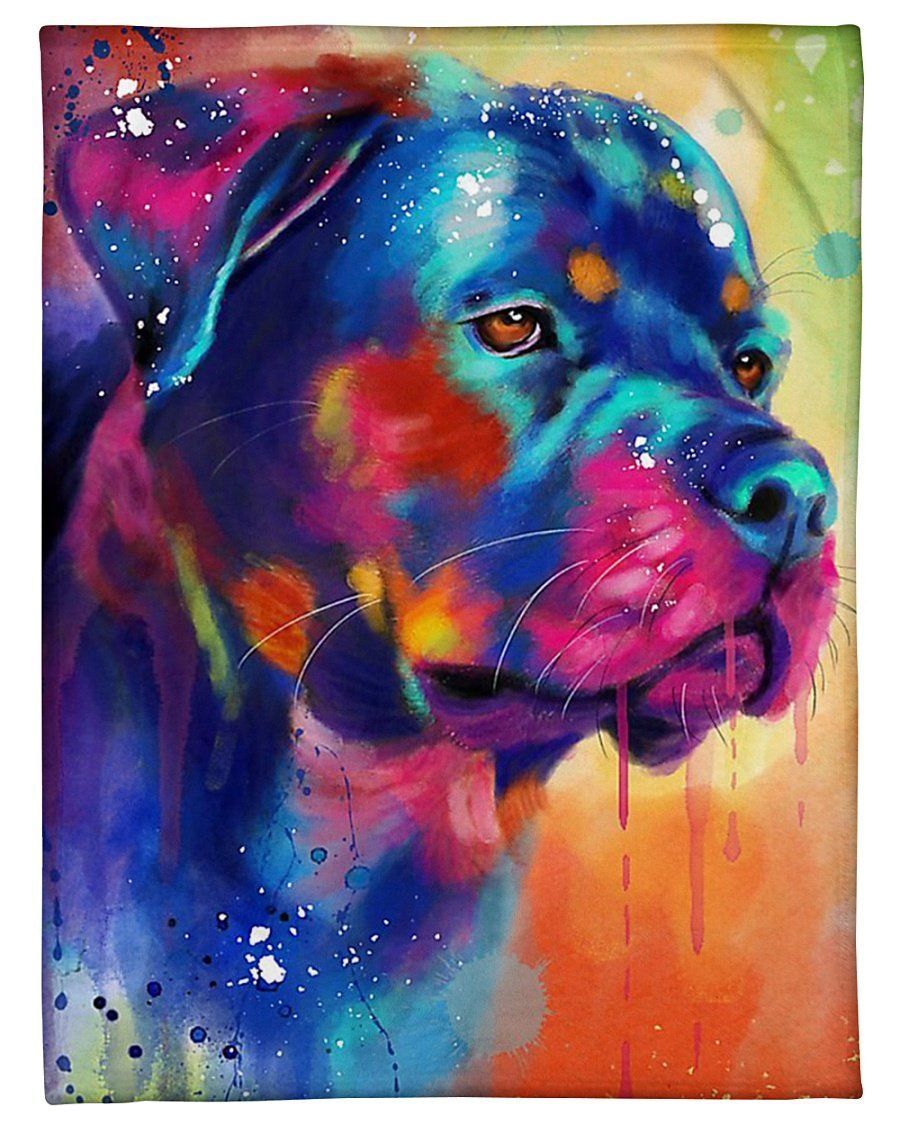 Rottweiler Water Color Giving Dog Lovers Fleece Blanket Fleece Blanket