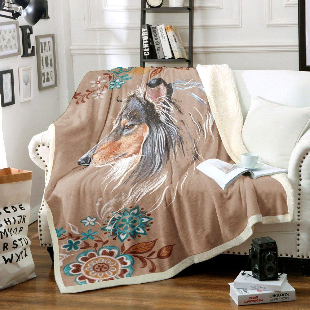 Rough Collie Dog Sherpa Fleece