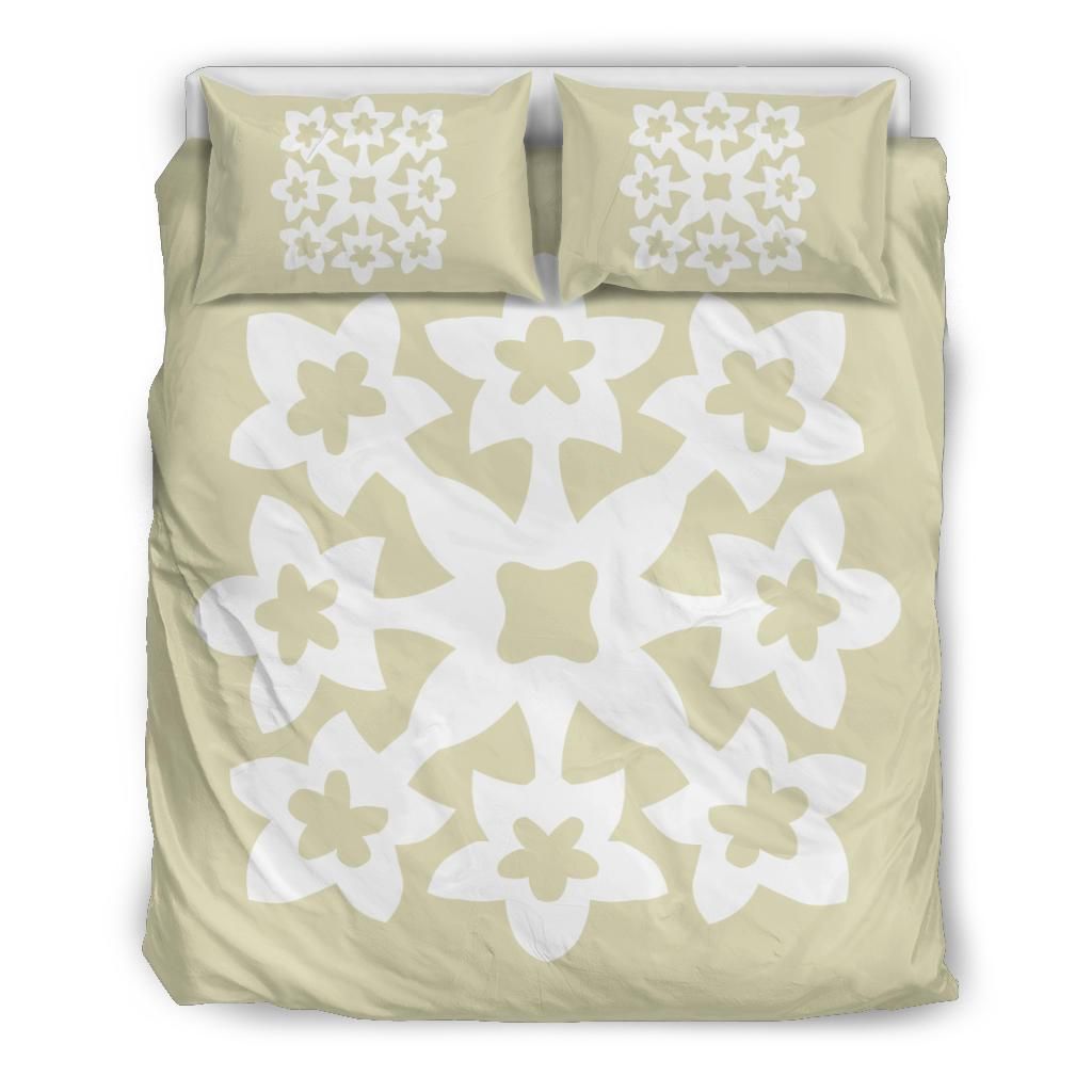 Royal Pattern Beige And White Bedding Set
