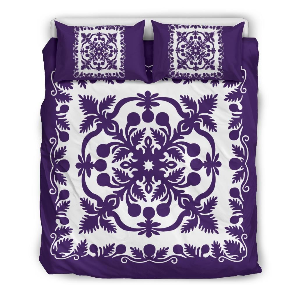 Royal Pattern Purple And White Bedding Set