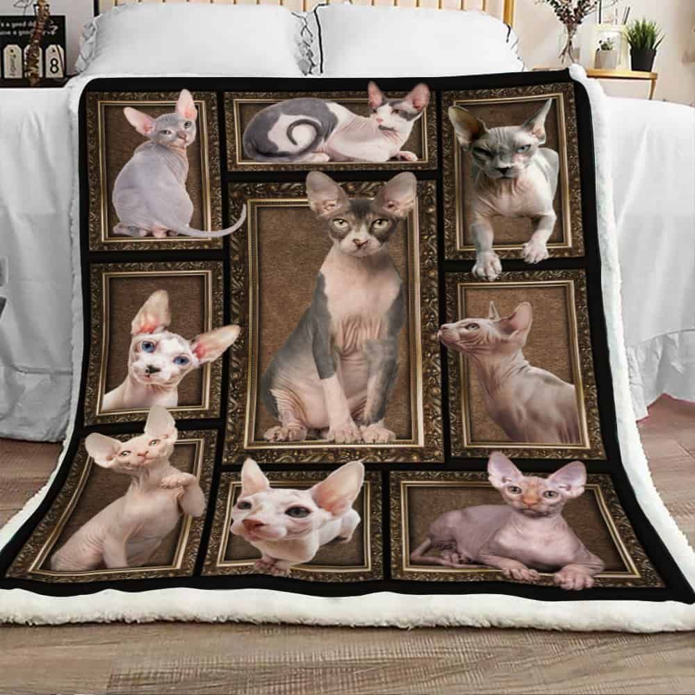 Royal Sphynx Cat Sherpa Fleece Blanket