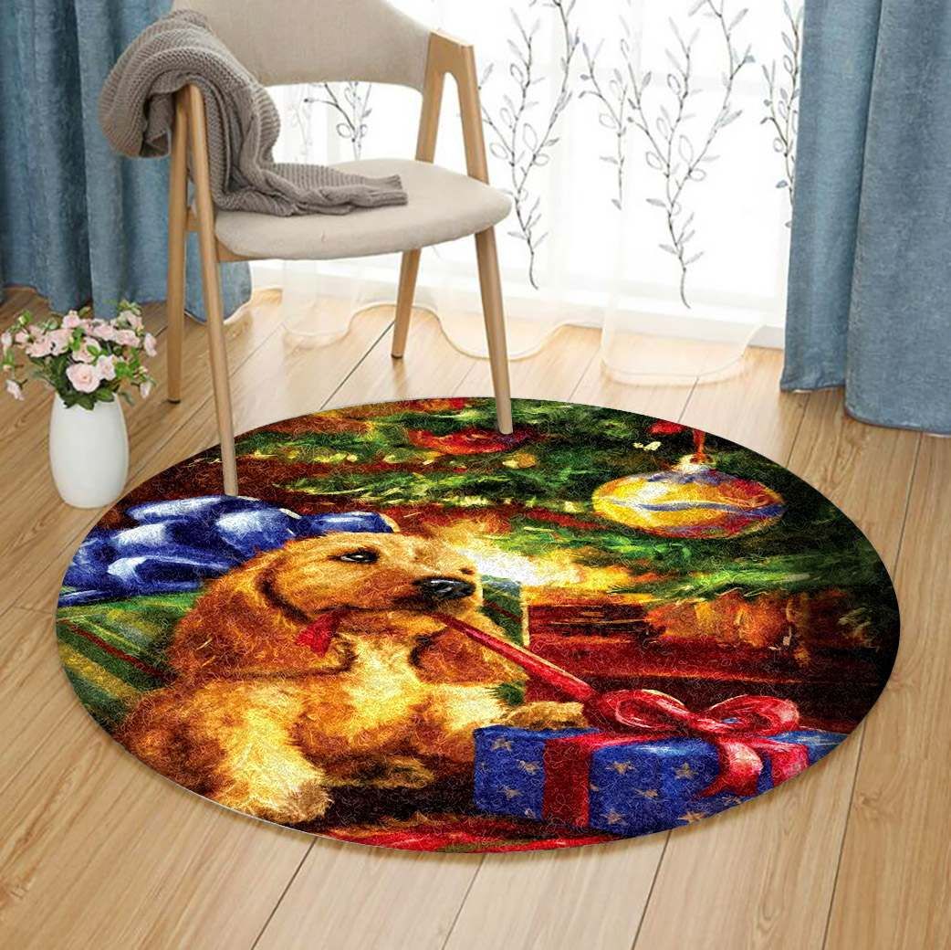 Ruby King Charles Dog Round Carpet