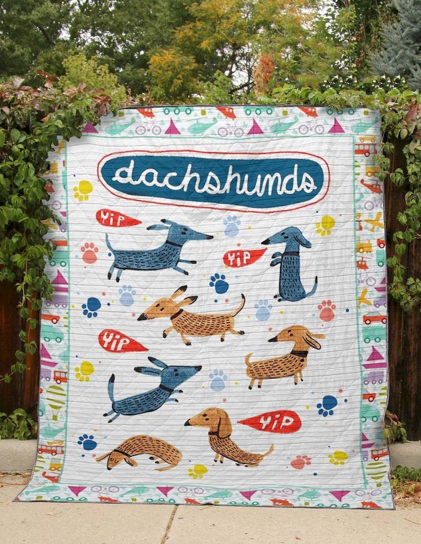 Run Yip Yip Dachshunds CLT190671 Quilt Blanket