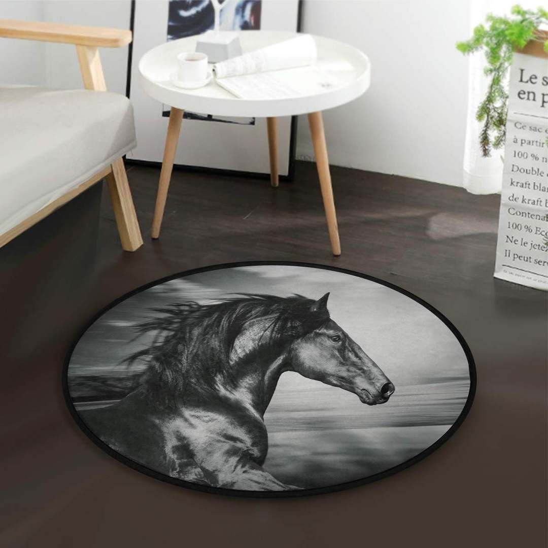 Running Horse Round Carpet