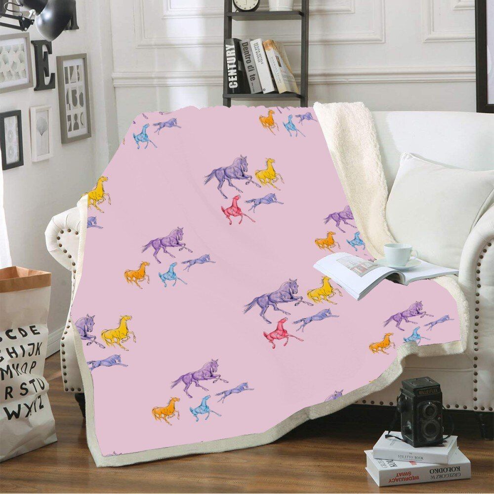 Running Horse Sherpa Fleece Blanket