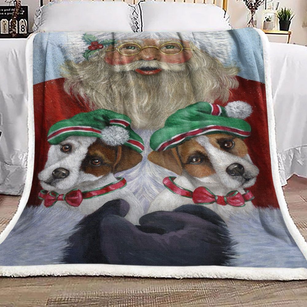 Russell Terriers Santa Claus Sherpa Fleece Blanket