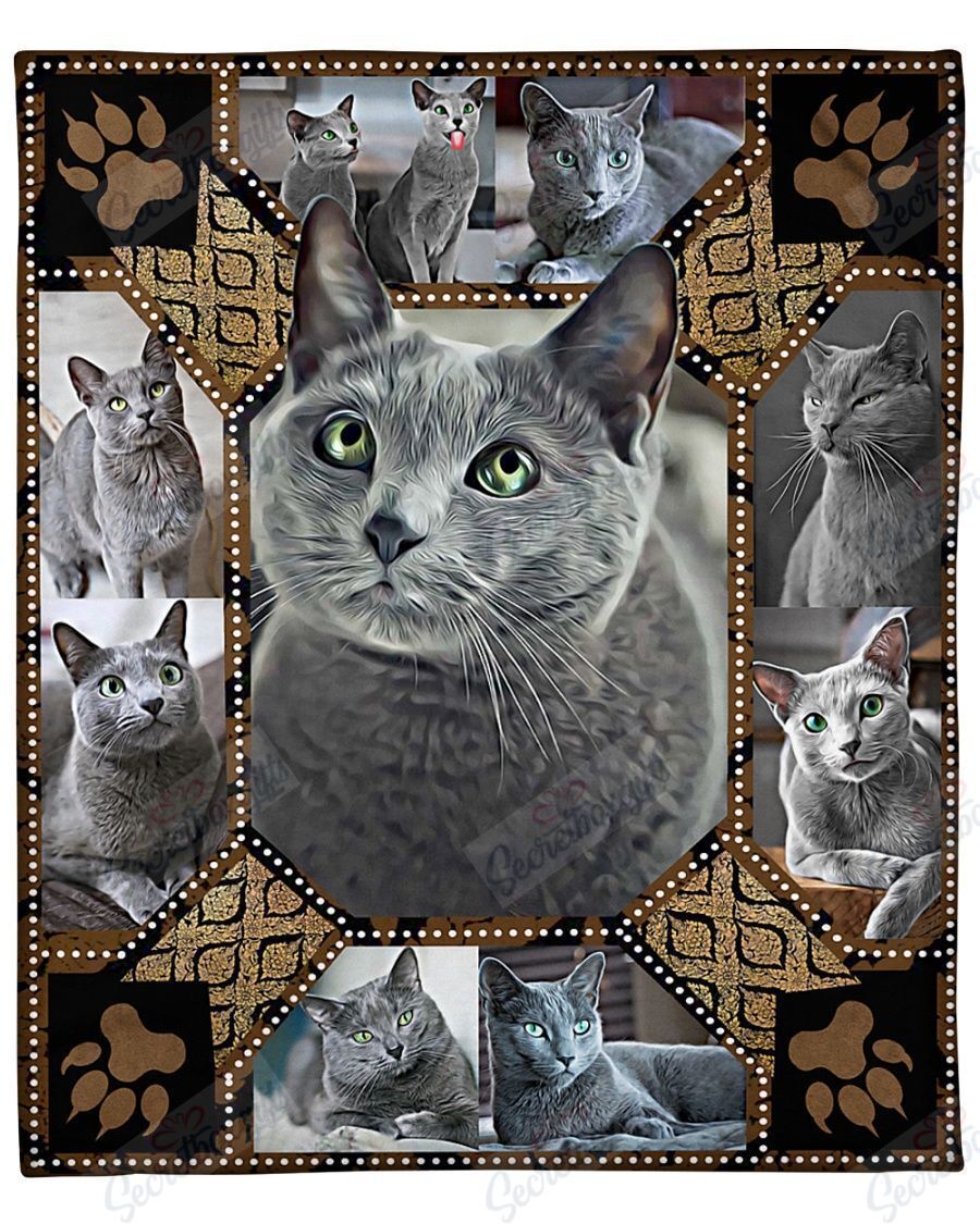 Russian Blue Cat Fleece Blanket