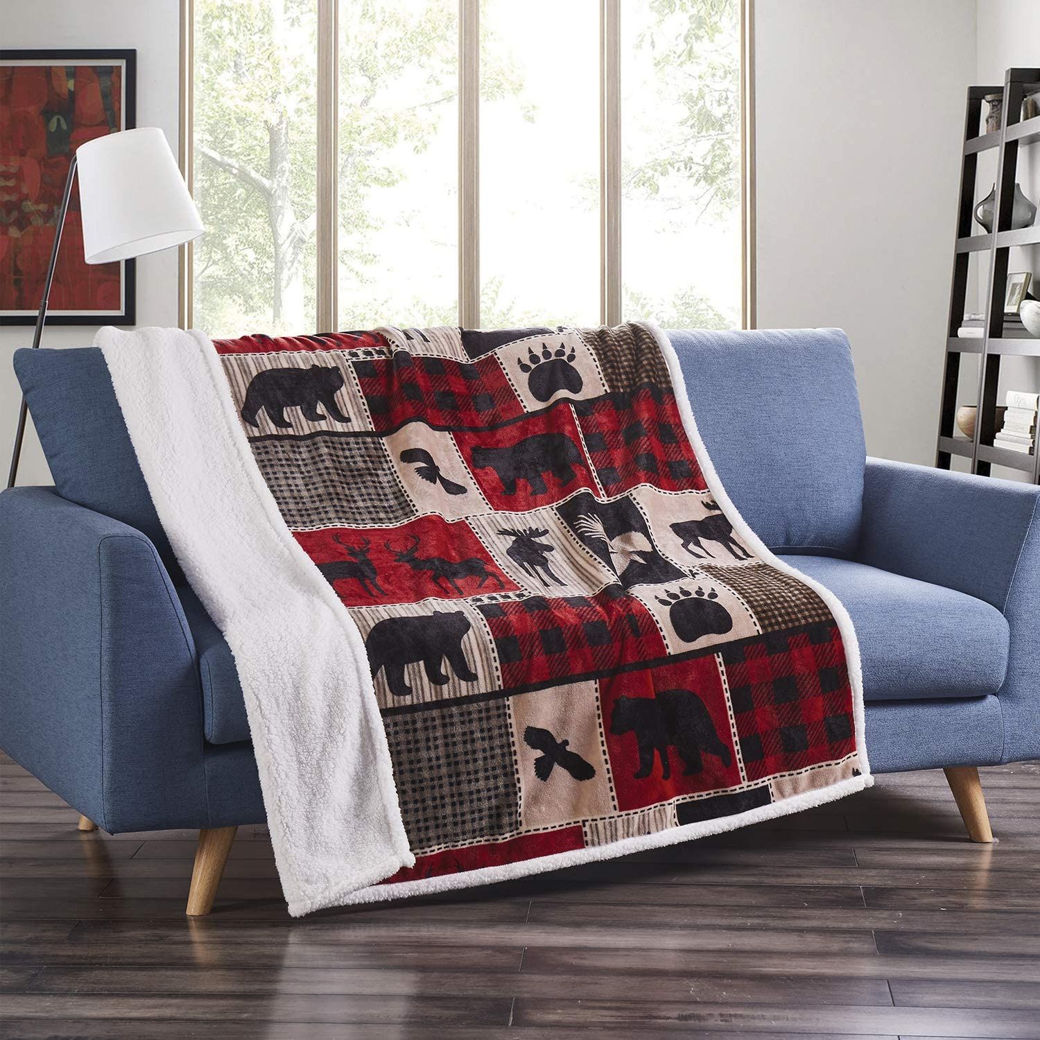 Rustic Deer Moose And Bear Fleece Blanket