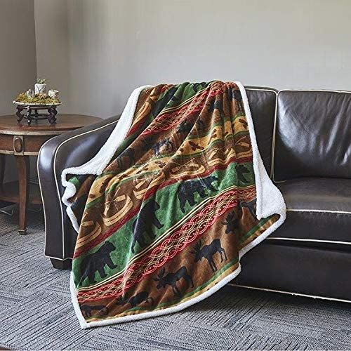 Rustic Deer Moose And Bear Fleece Blanket