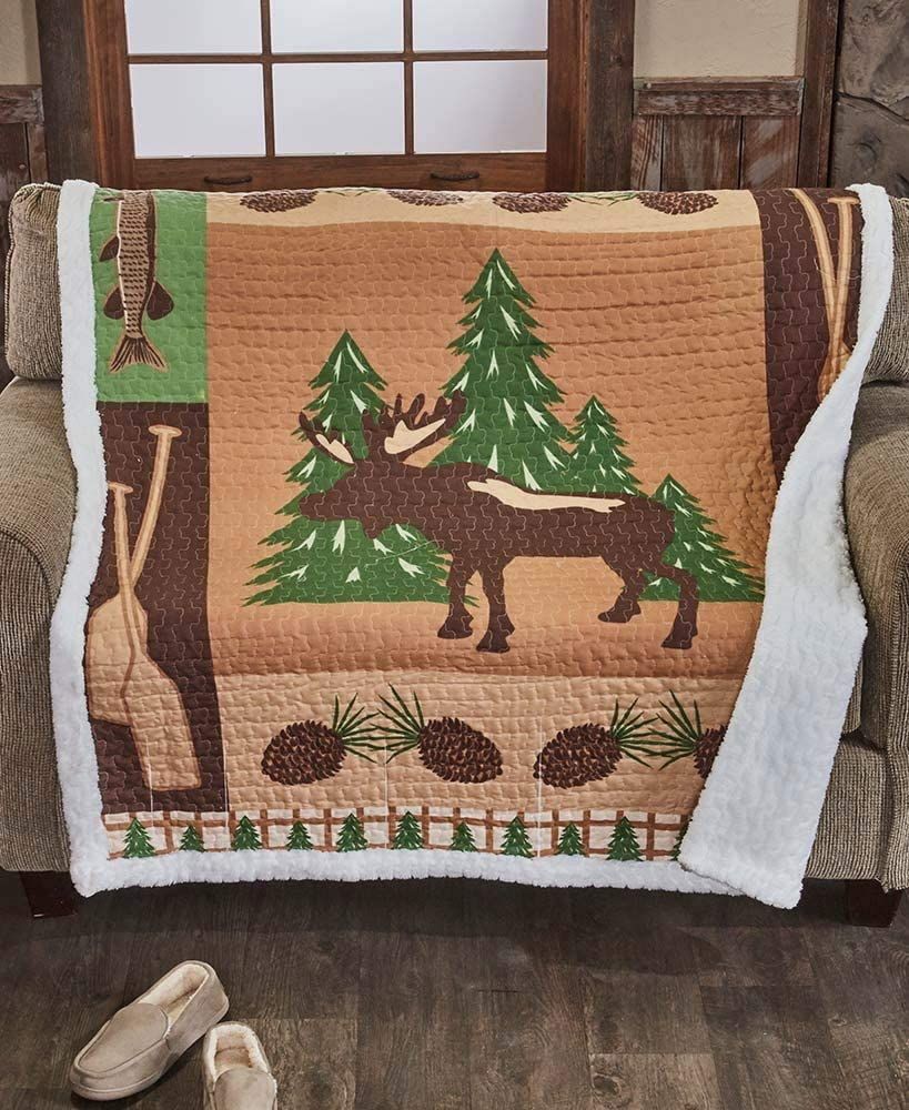 Rustic Deer Moose And Bear Fleece Blanket