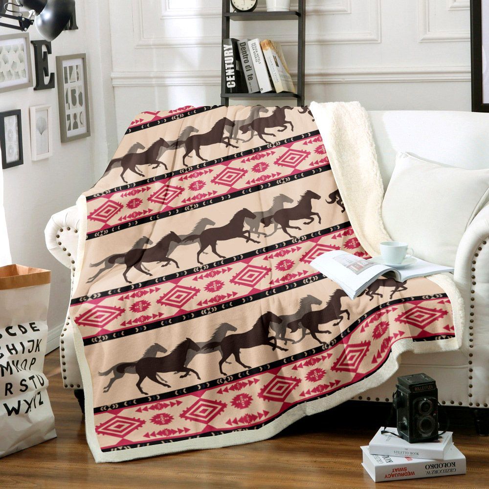Rustic Horse Sherpa Fleece Blanket