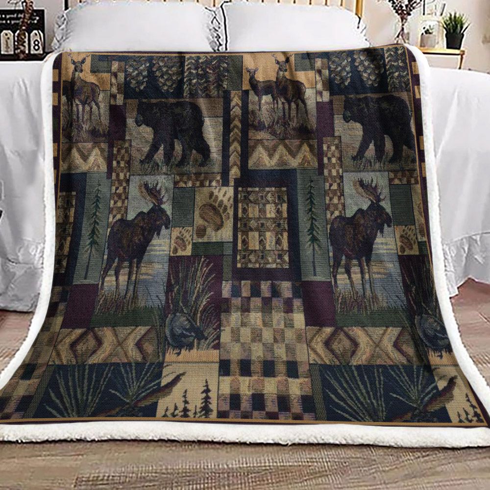 Rustic Hunting Sherpa Fleece Blanket