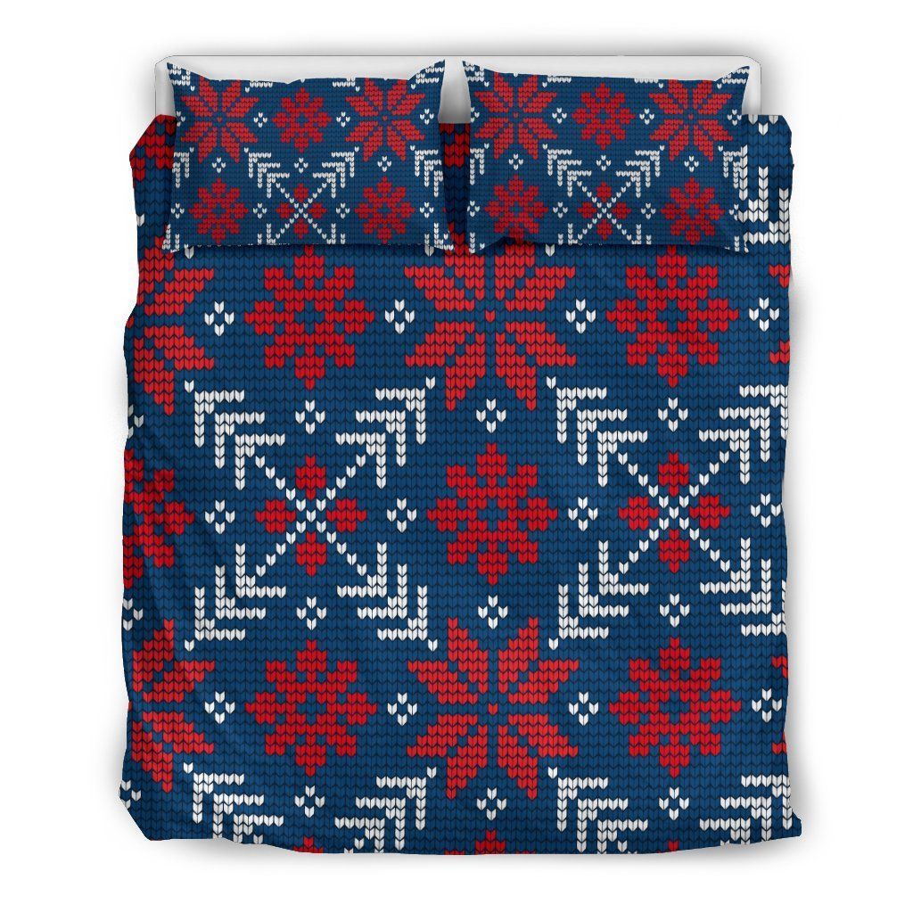 Rustic Pattern Blue And Red Bedding Set