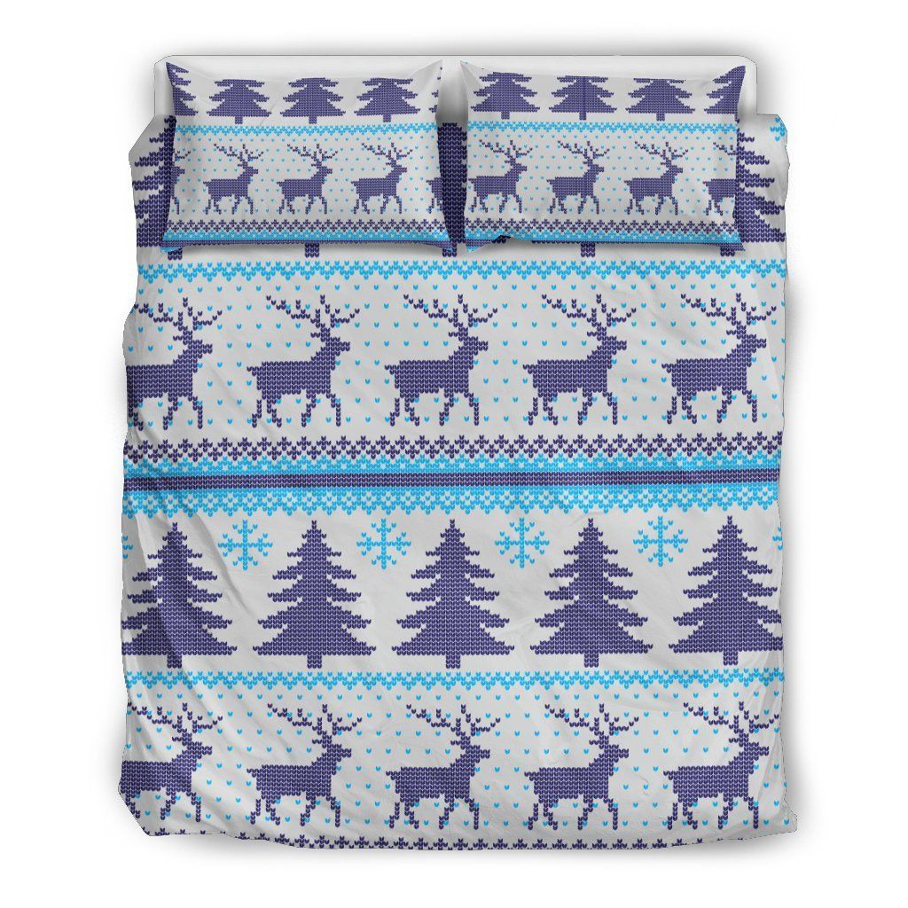 Rustic Pattern Blue And White Bedding Set
