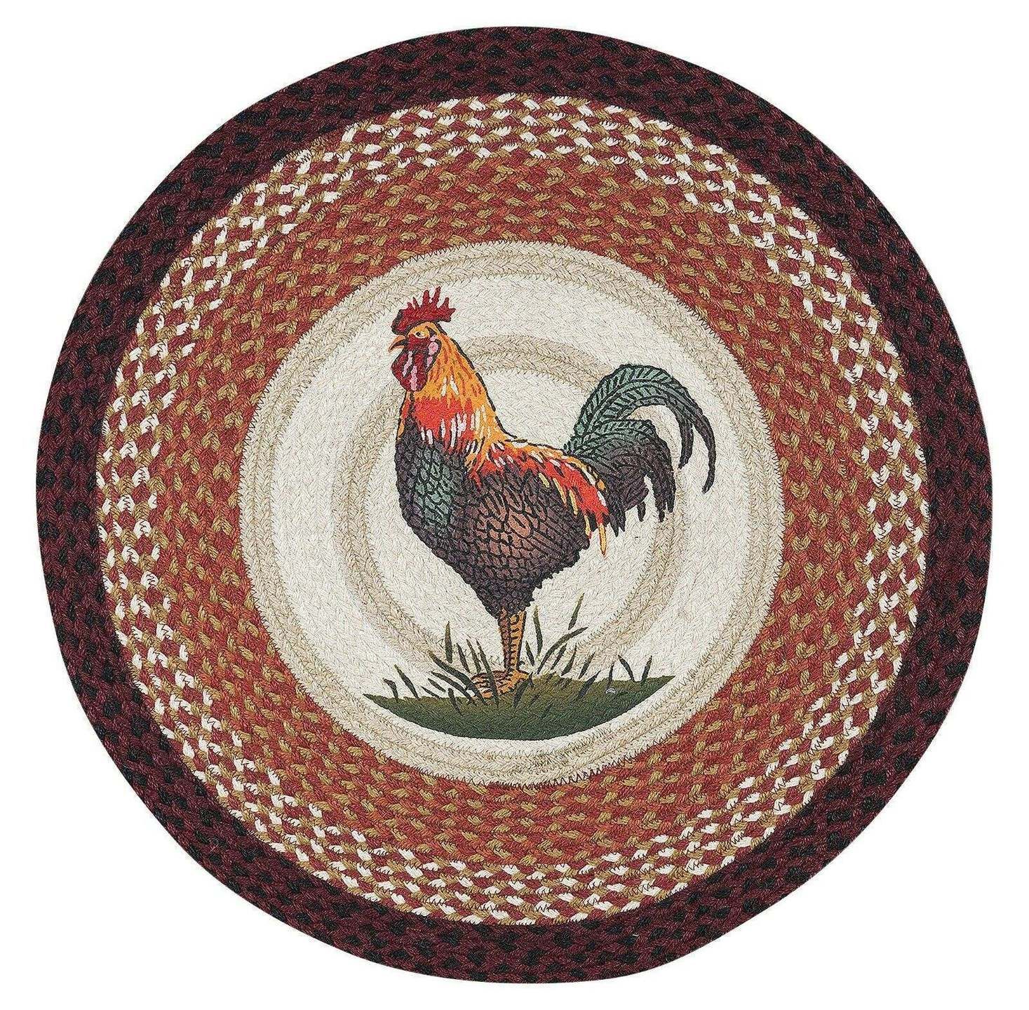 Rustic Rooster Round Carpet