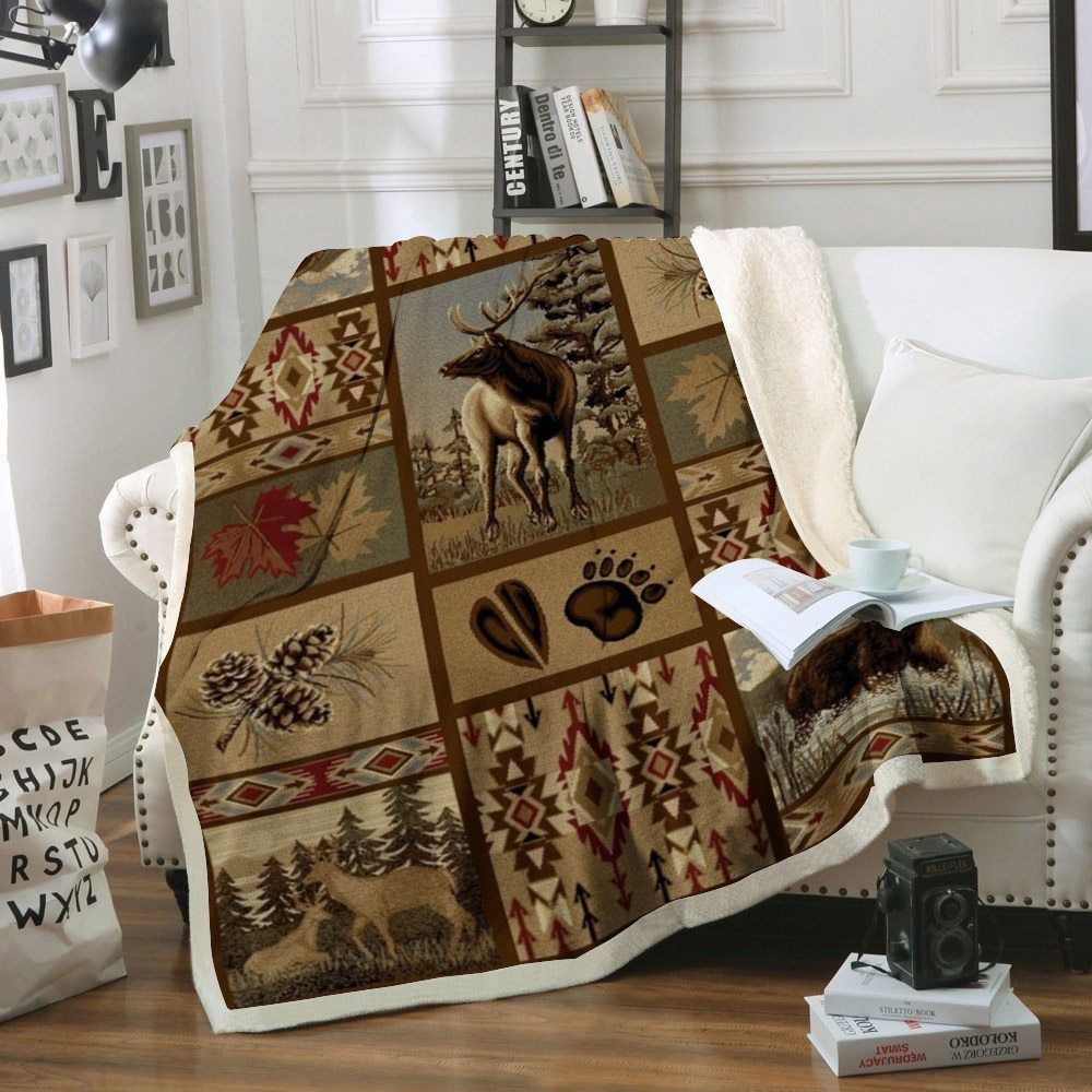 Rustic Wildlife Sherpa Fleece Blanket