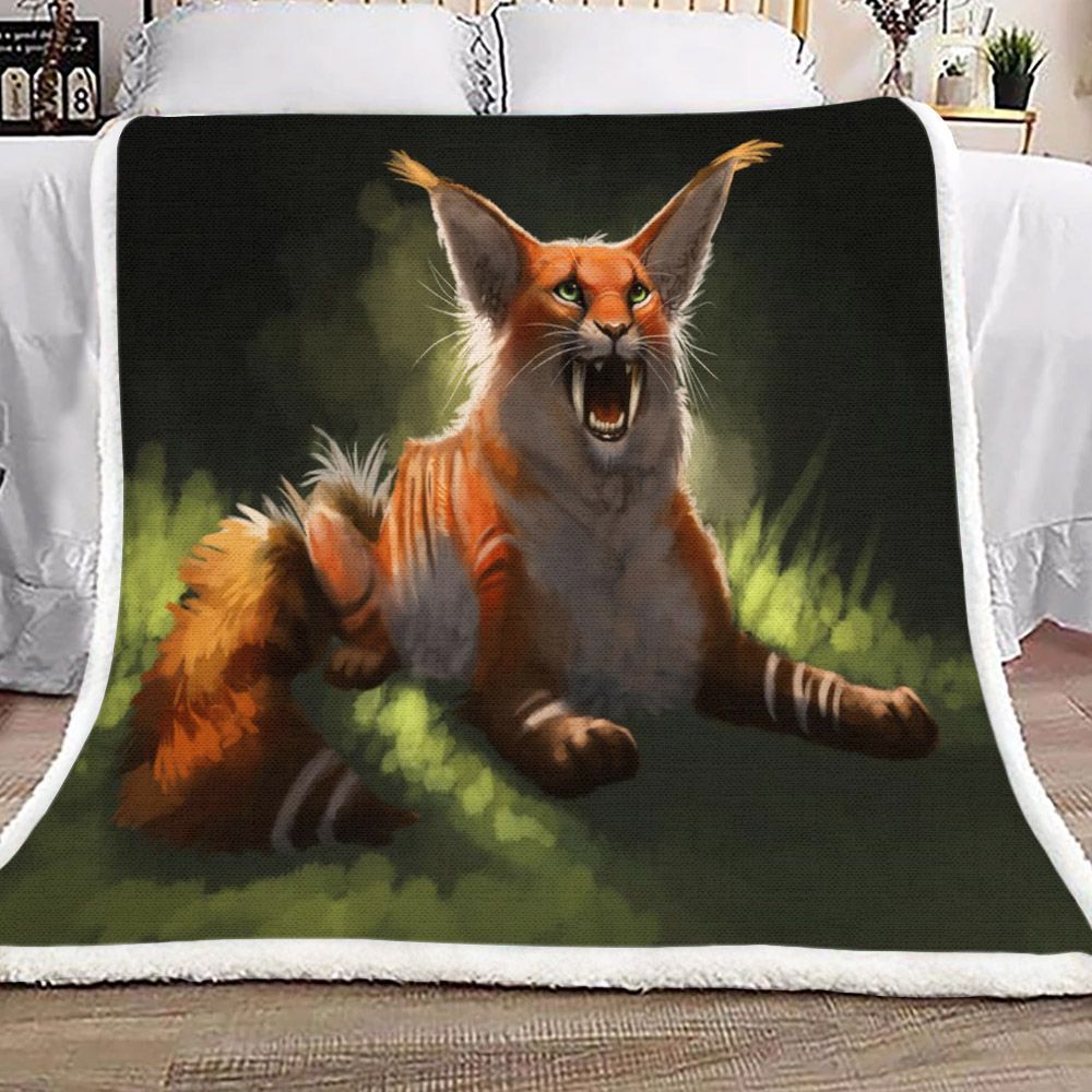 Saber Tooth Cat Sherpa Fleece Blanket