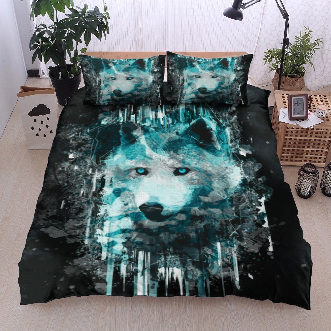 Sacred Animals Blue Wolf Bedding Set