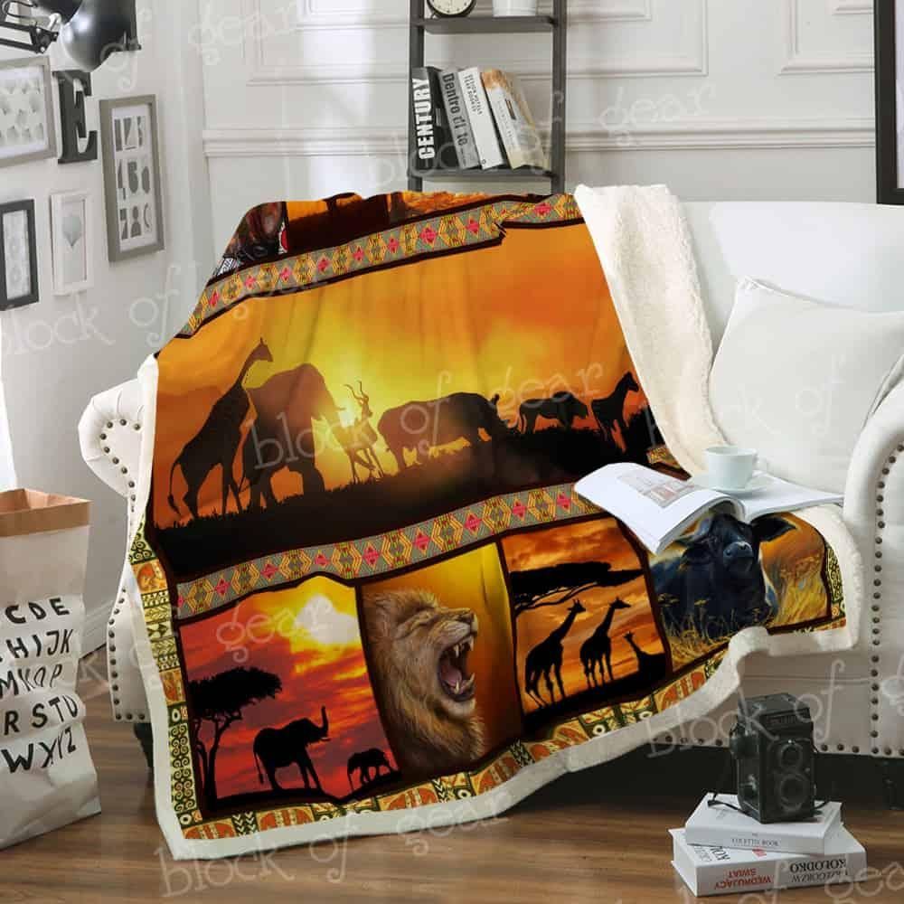 Safari Animals Sherpa Fleece Blanket