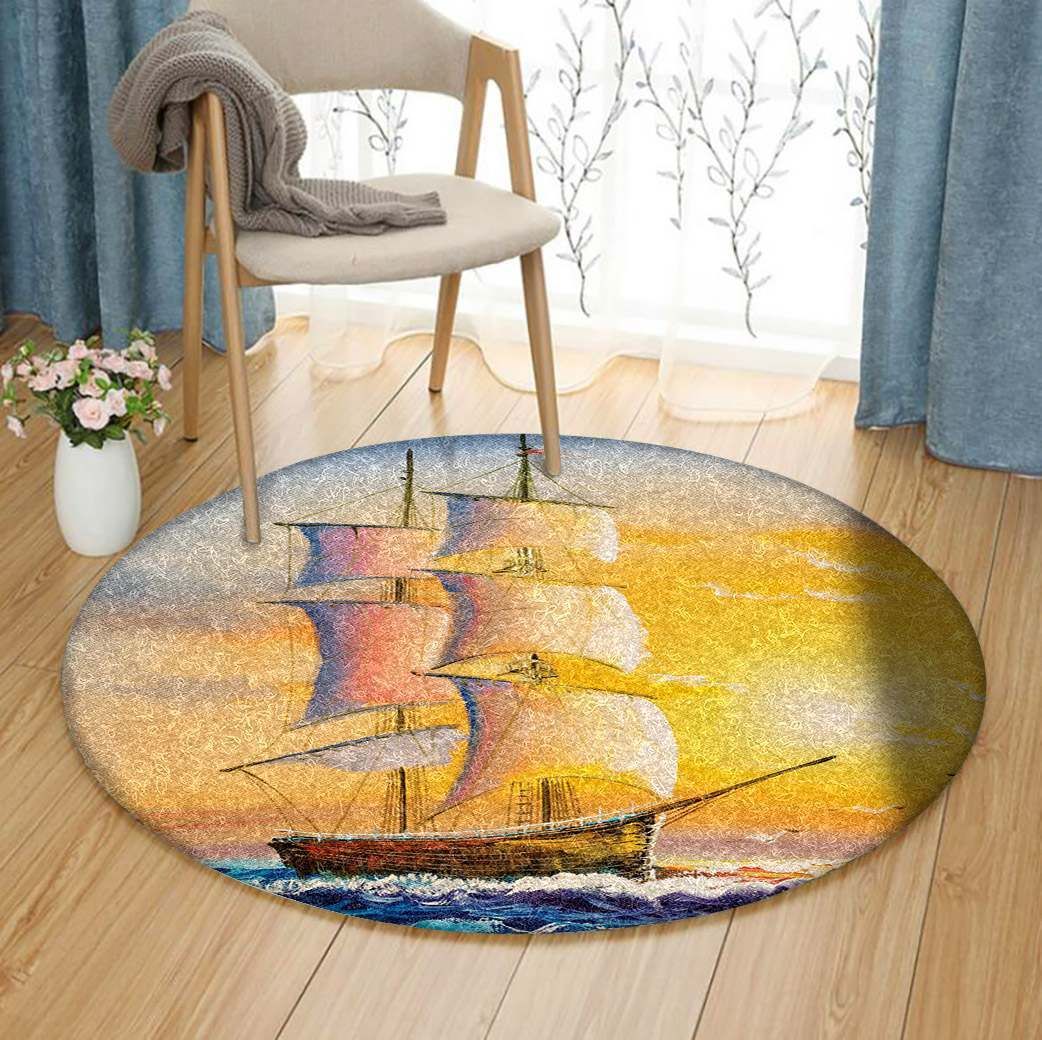 Sailing Boats Round Carpet