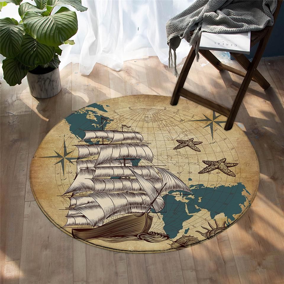Sailing Ship Round Carpet