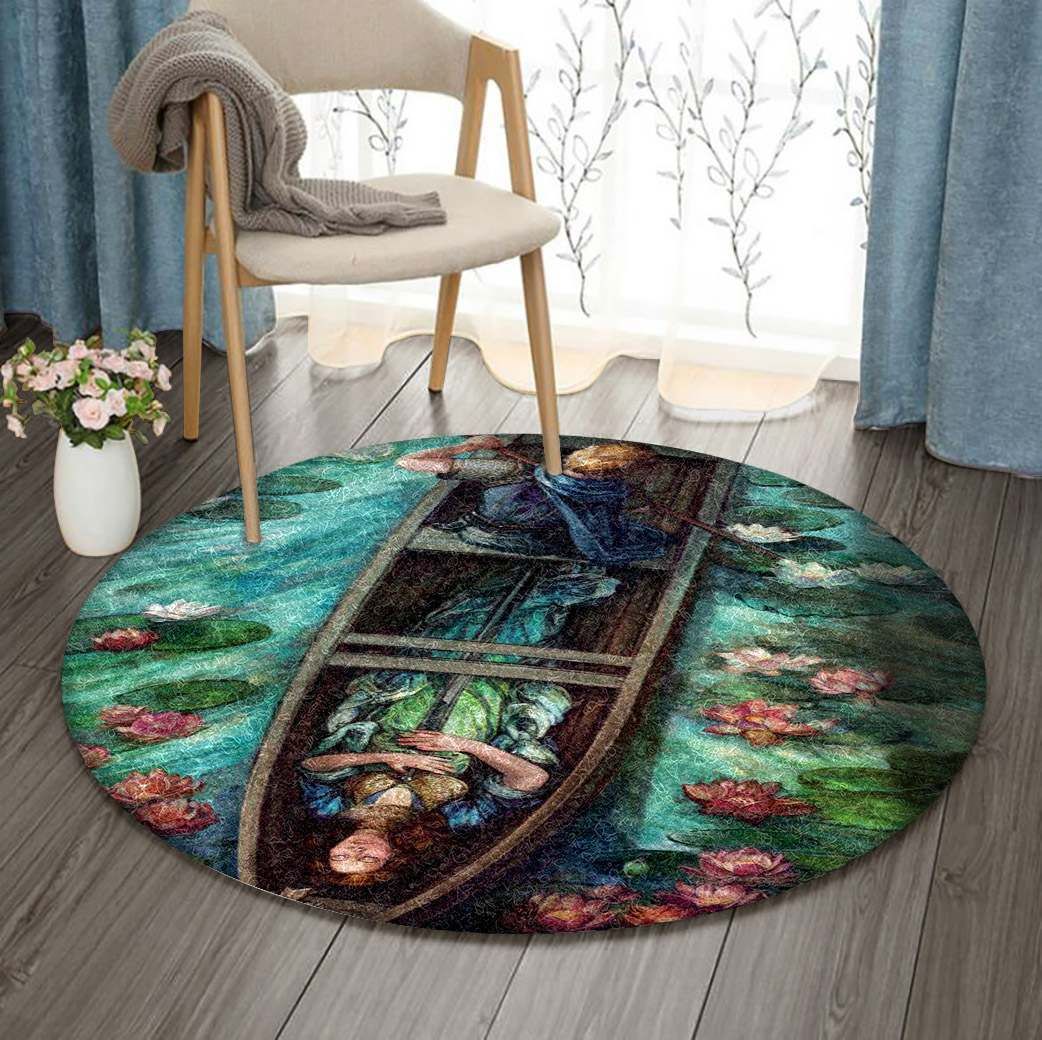 Sailing Sleep Lake Round Carpet
