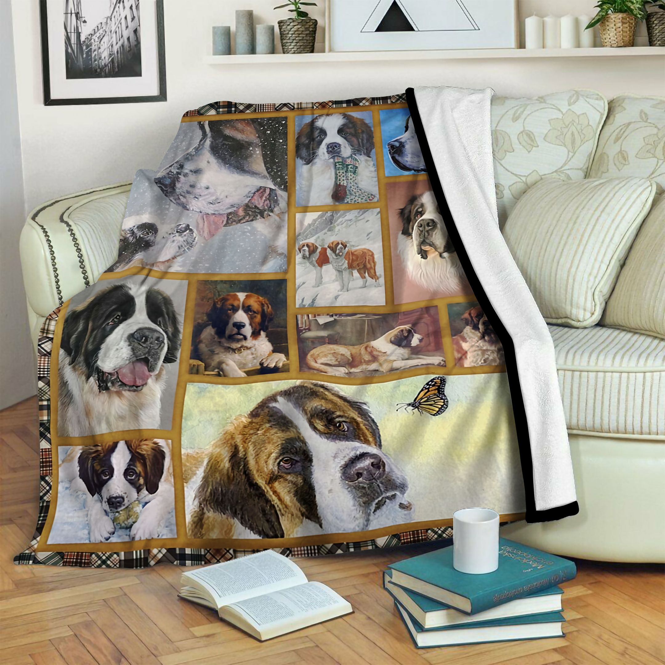 Saint Bernard Cute Fleece Blanket