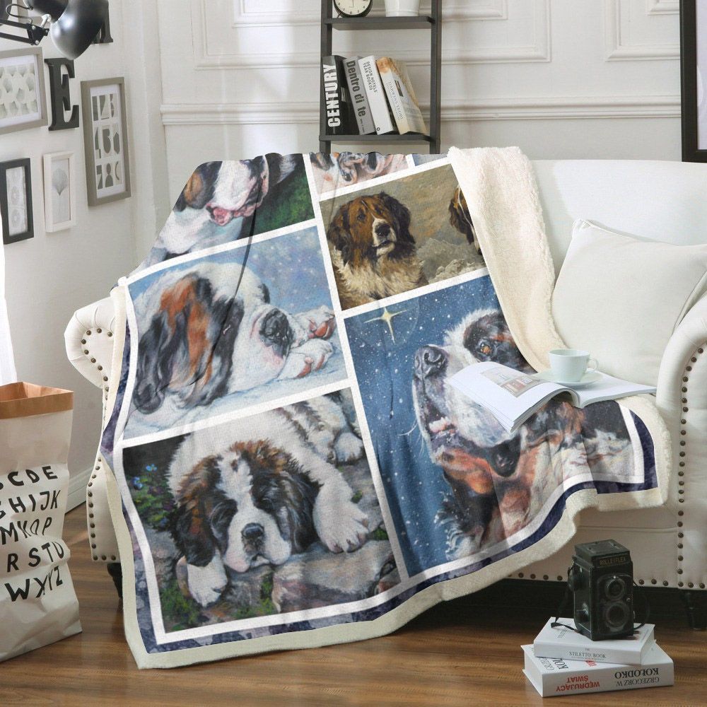 Saint Bernard Dog Sherpa Fleece Blanket